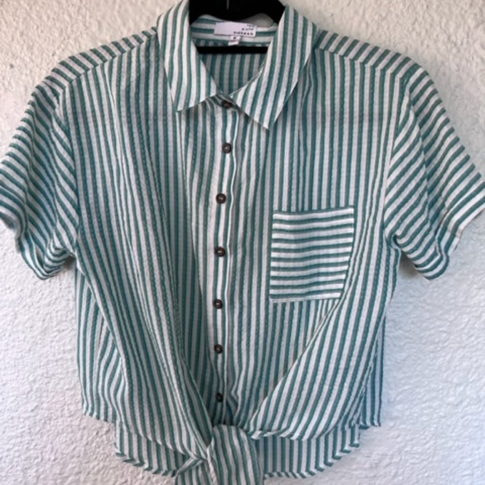 ten sixty sherman green-striped crop top